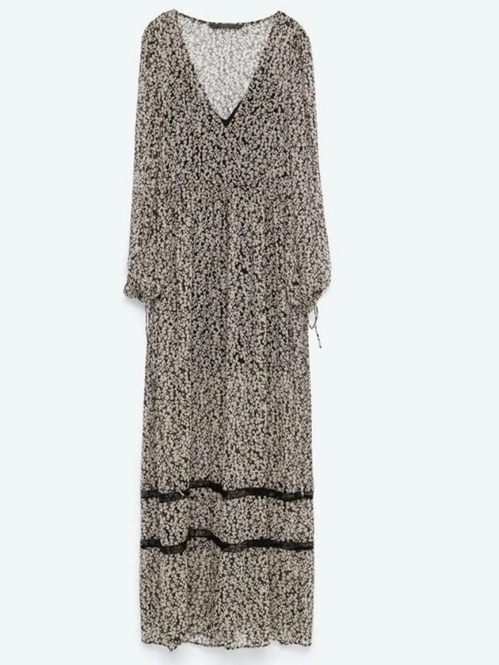 Zara Boho Floral Maxi Dress Sheer ( no slip)
